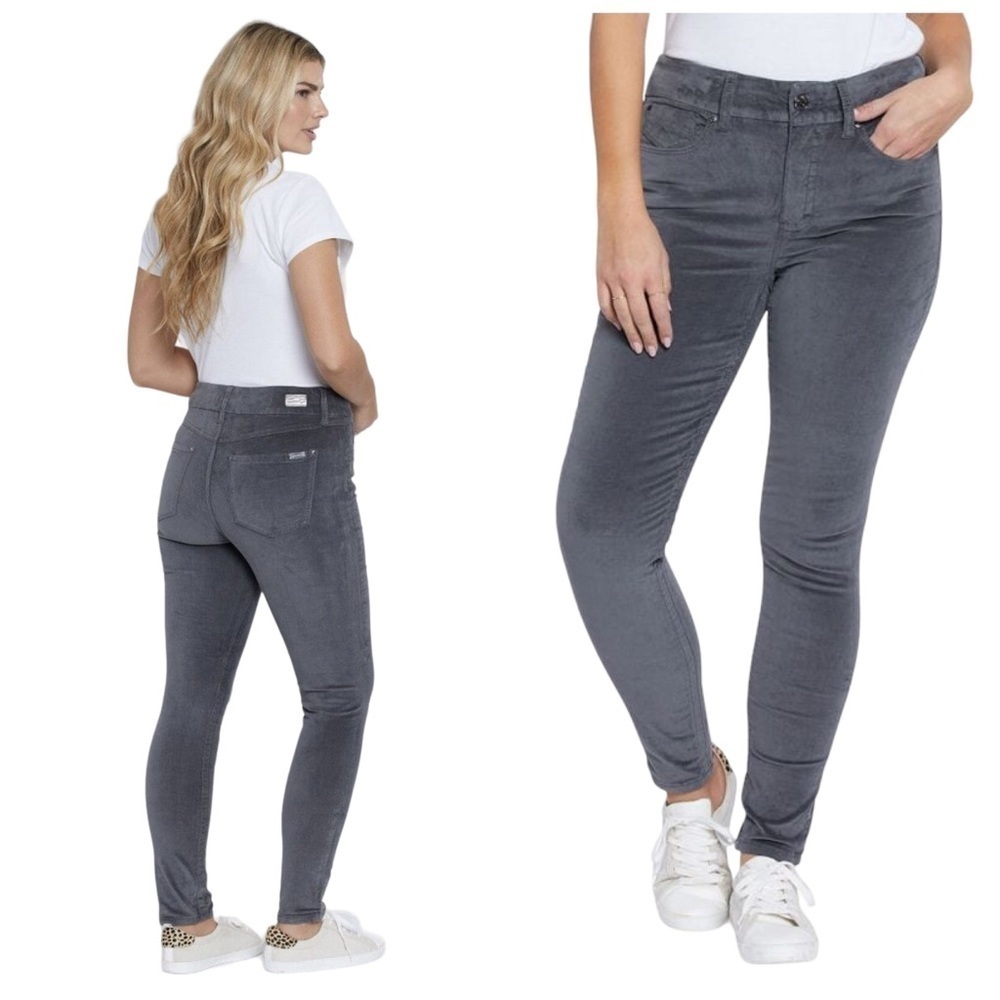 Seven 7 Velvet Skinny Jean Tummy less Gray Size 12 High rise Quiet Shade